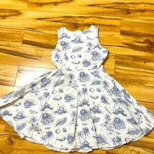 Hawaii Hangover cotton white dress with ocean prints , M